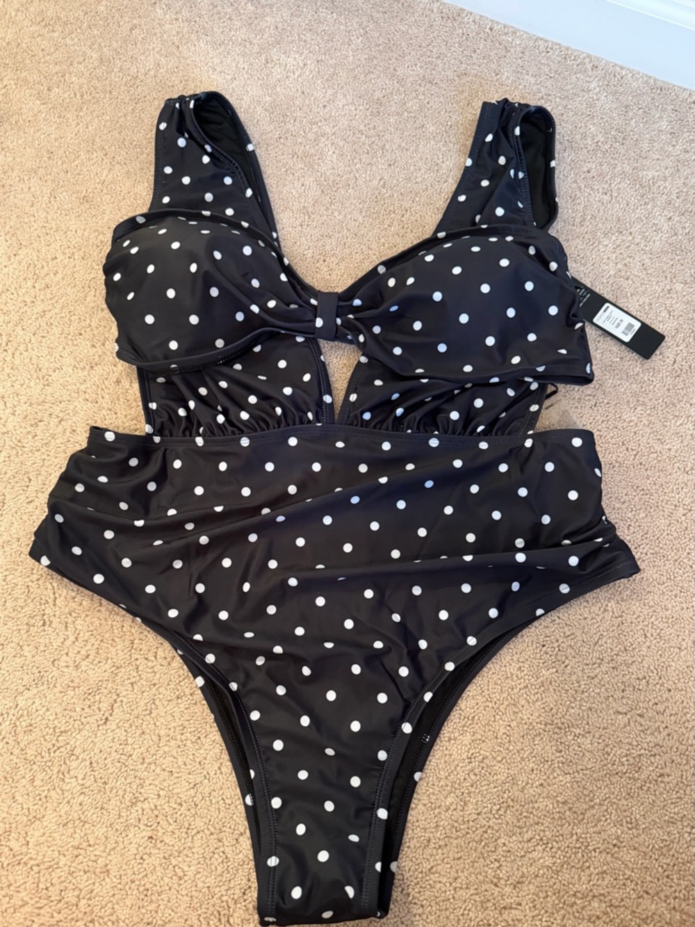 Black & White Polka Dot Two Piece Swim Suit.